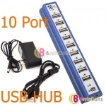 10 Ports USB 2.0 HUB High Speed w/ Power AC Adapter