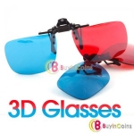Red Cyan Blue Clip-on 3D Glasses 3 D Dimensional Anagly